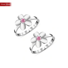 Roovi Phool Si 925 Sterling Silver Toe Ring Bichiya for Women