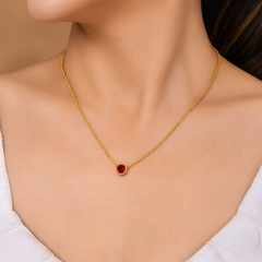 Roovi 925 Silver Birthstone Necklace with American Diamond I Gift For Women & Girls