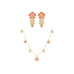 Glam Pink Look 925 Silver Infinity Necklace & Earring Combo