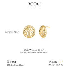 Roovi Sun Kissed Flower 925 Silver Earrings with 22kt Gold Plating