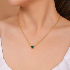 Roovi 925 Silver Birthstone Necklace with American Diamond I Gift For Women & Girls