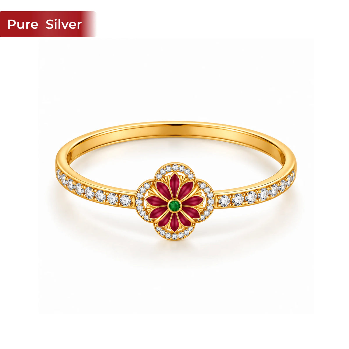 Roovi Nihar Pure 925 Sterling Silver Bangle for Women (1 Pc)