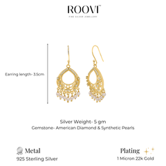 Roovi Gulnaz 925 Silver Jhumki Earrings with 22kt Gold Plating