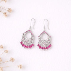 Roovi 925 Silver Gulnaaz  Jhumki Earrings for Women | Pink Stone Minimal Ethnic Wear