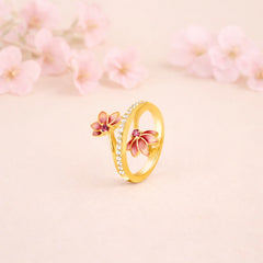 Lotus Bloom 925 Silver Ring with Meenakari I 1 Pc