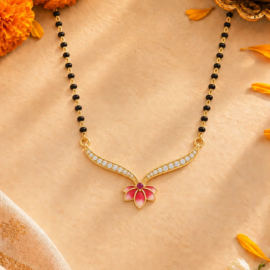 Roovi Padma Lotus 925 Sterling Silver Mangalsutra for Women