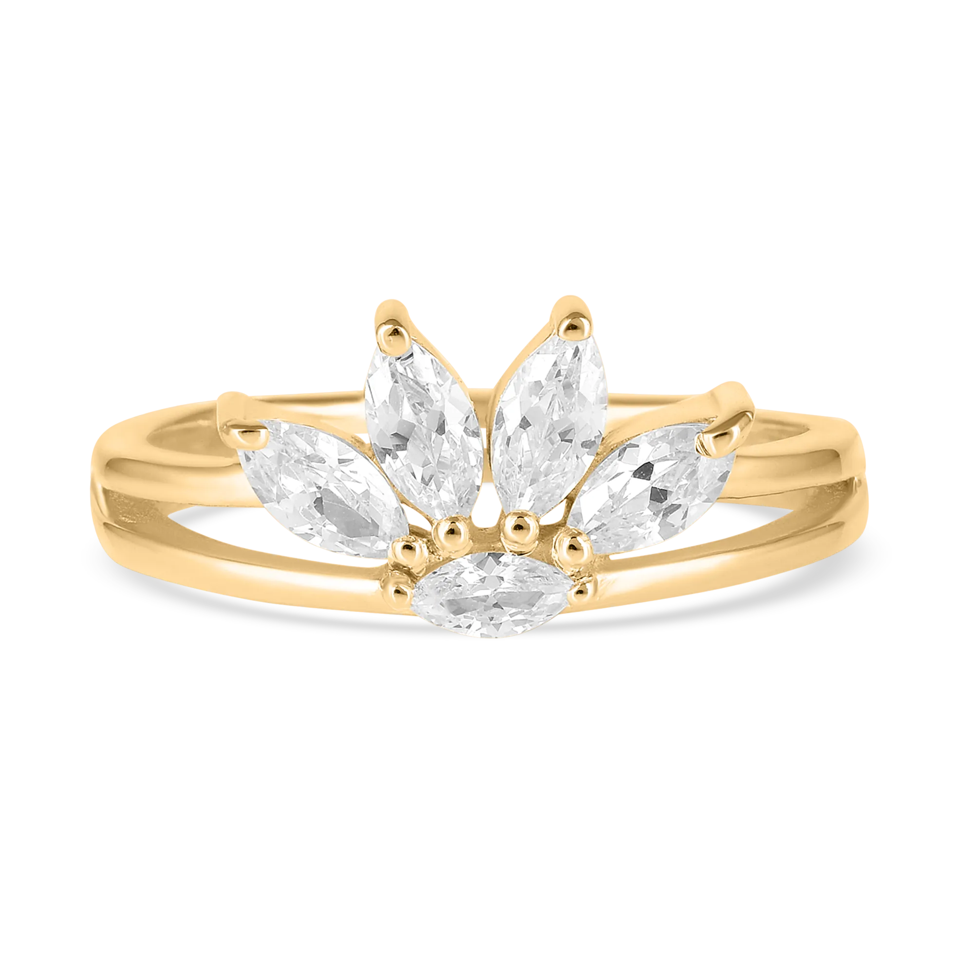 Online Purchase of Lotus Silver Gold Plated Ring in 925 Silver