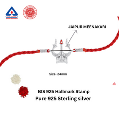 Roovi Pure 925 Silver Trishul Shiva Rakhi for Brother