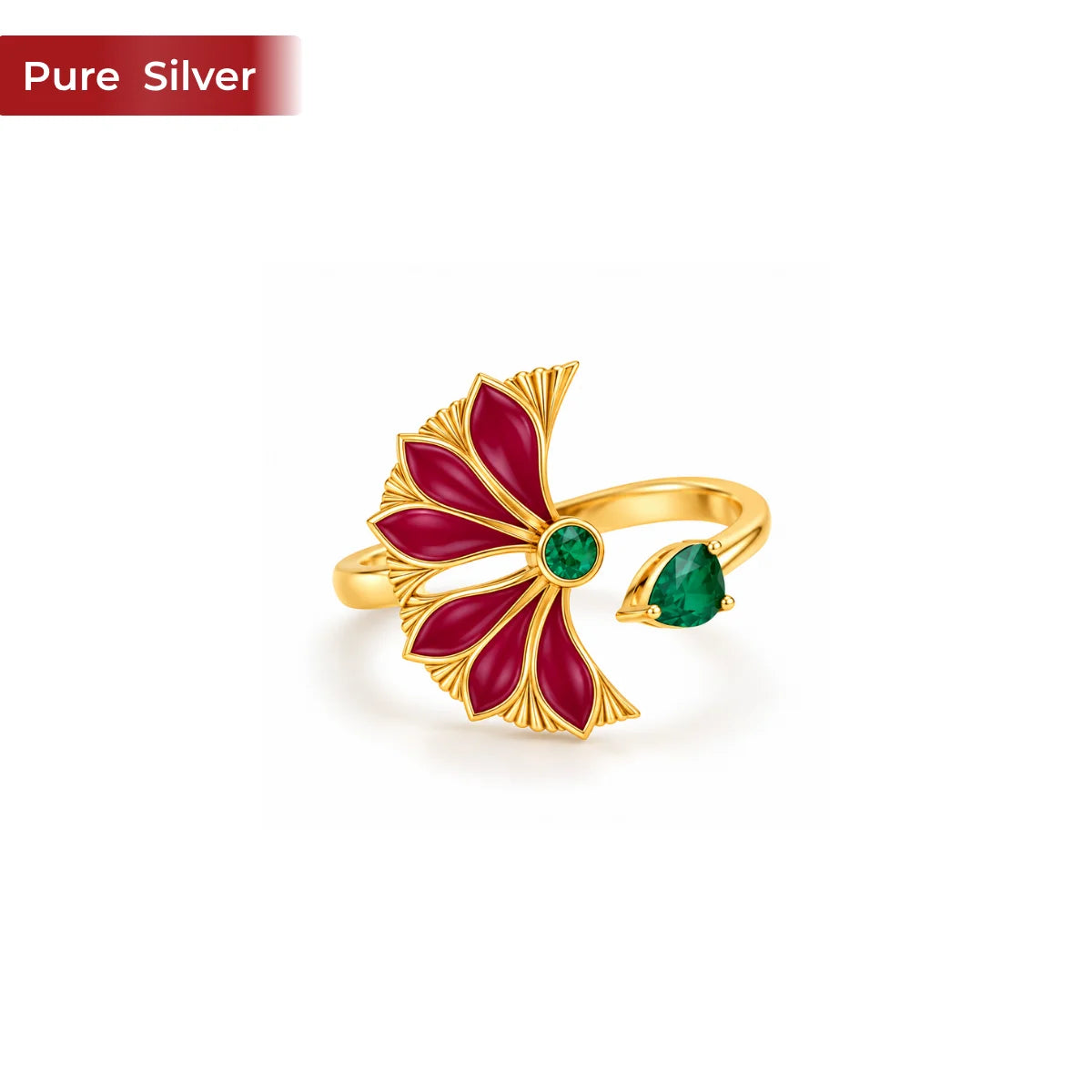 Roovi Vira Ring 925 Sterling Silver Lotus Ring  I Adjustable Size