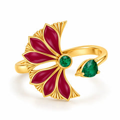 Roovi Vira Ring 925 Sterling Silver Lotus Ring  I Adjustable Size