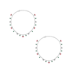 A Wildflower Pure 925 Silver Anklet for Women I 2 Pc