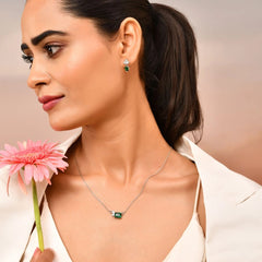 Roovi 925 Silver Whispers of Leaf Emerald Necklace