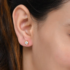 Buy Round AD Stud Earrings in 925 Silver