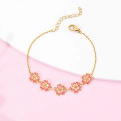 Roovi Sweet Sakura Floral Bracelet in 925 Sterling Silver