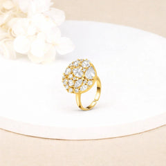 Roovi 925 Sterling Silver Myra Glam AD Ring for Women | Adjustable Minimal Design
