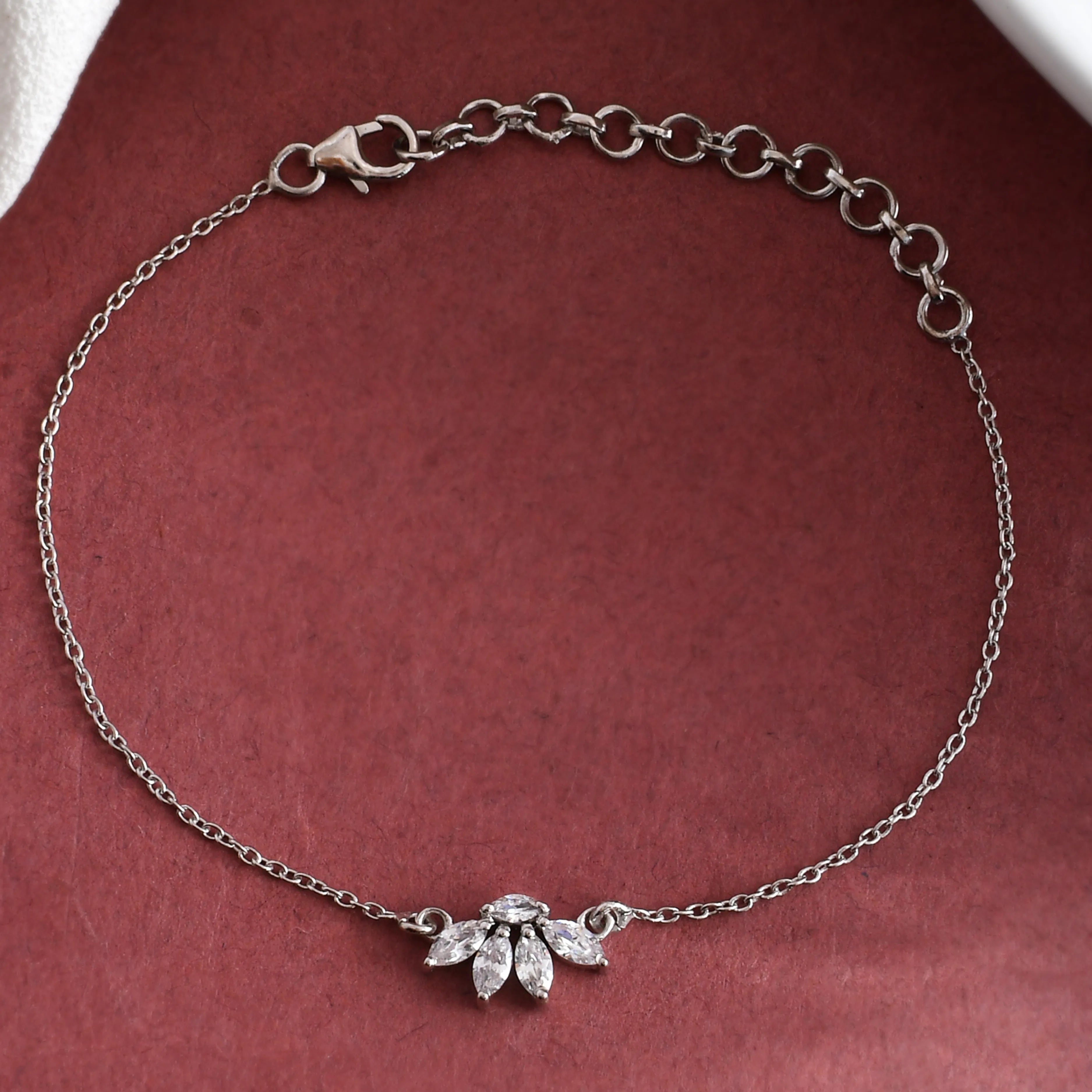 Buy Lotus Silver Zircon Bracelet in 925 Silver Online