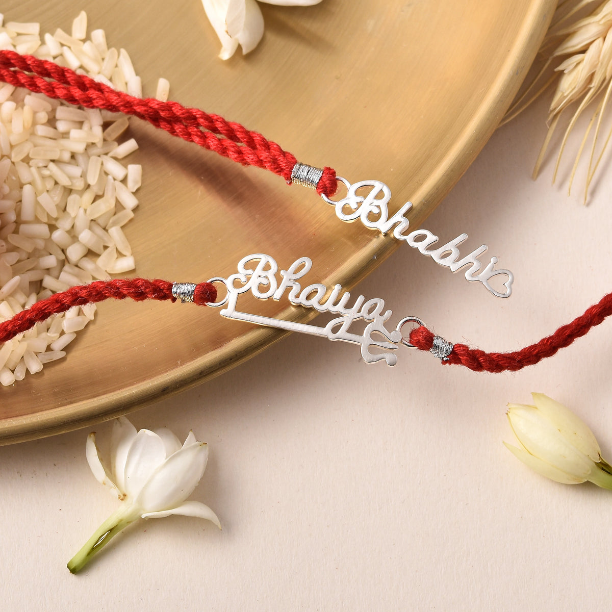 Roovi 925 Silver Bhaiya Bhabhi Rakhi Combo Set