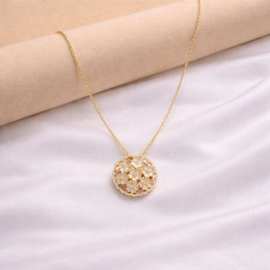 Roovi 925 Sterling Silver Flower AD Pendant for Women | Lightweight Minimal Party Wear Pendant