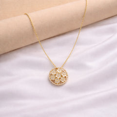 Roovi 925 Sterling Silver Flower AD Pendant for Women | Lightweight Minimal Party Wear Pendant