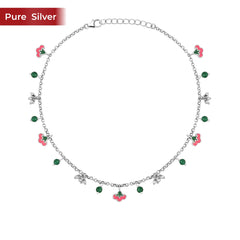 A Wildflower Pure 925 Silver Anklet for Women I 2 Pc