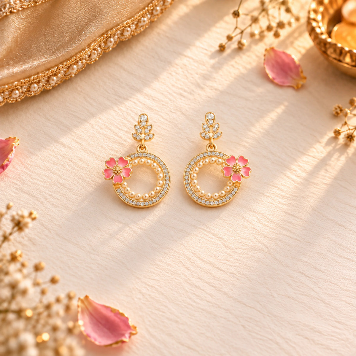 Roovi Flora Belle 925 Silver Drop Earring with 22kt Gold Plated