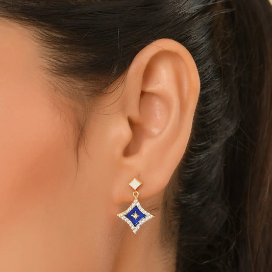 Roovi Elara 925 Sterling Silver Drop Earrings with 22KT Gold Plated
