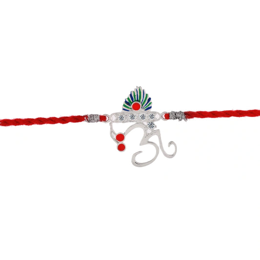 Roovi Om Krishna 925 Silver Rakhi with Roli Chawal
