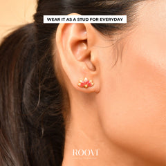 Roovi Lotus Petals 2 in 1 Style Stud Earrings in 925 Silver