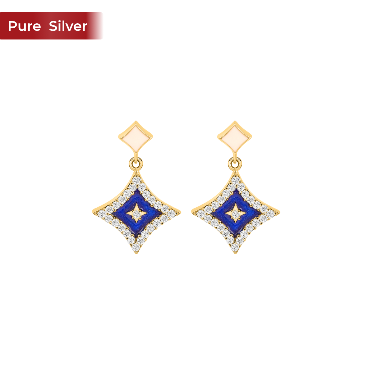 Roovi Elara 925 Sterling Silver Drop Earrings with 22KT Gold Plated