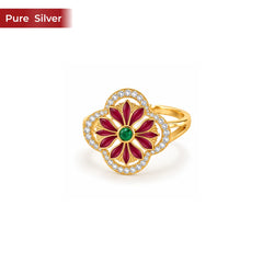 Roovi Nyra Ring 925 Sterling Silver Lotus Ring  I Adjustable Size