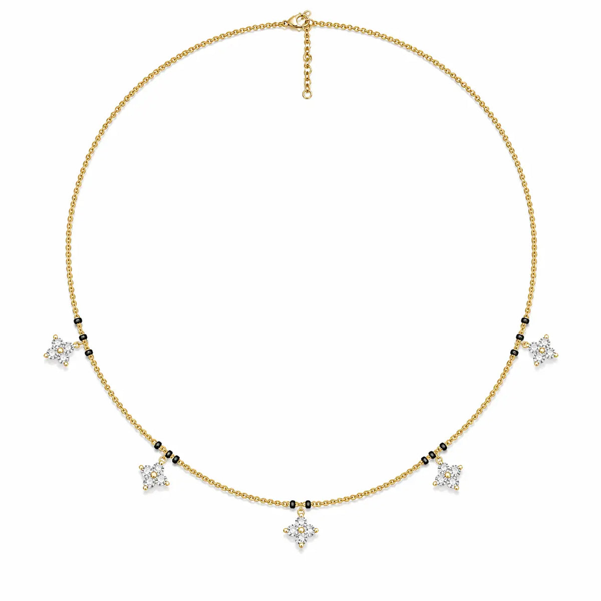 Clover Drop Lab Diamond Mangalsutra in 18kt Gold Vermeil