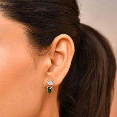 Roovi 925 Silver Emerald Drop Earrings