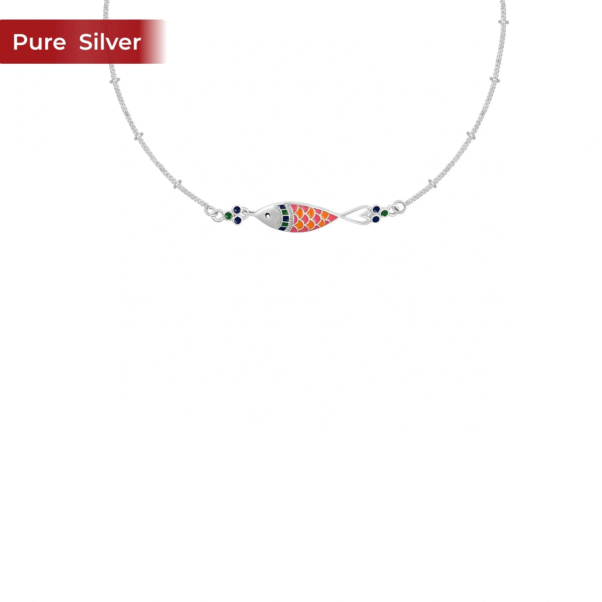 Madhubani Maach 925 Silver Anklet for Women I 2 Pc