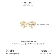 Minimal Diva Party Studs in 925 Silver with 22kt Gold Plated