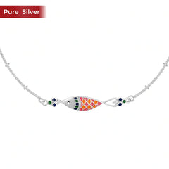 Madhubani Maach 925 Silver Anklet for Women I 2 Pc