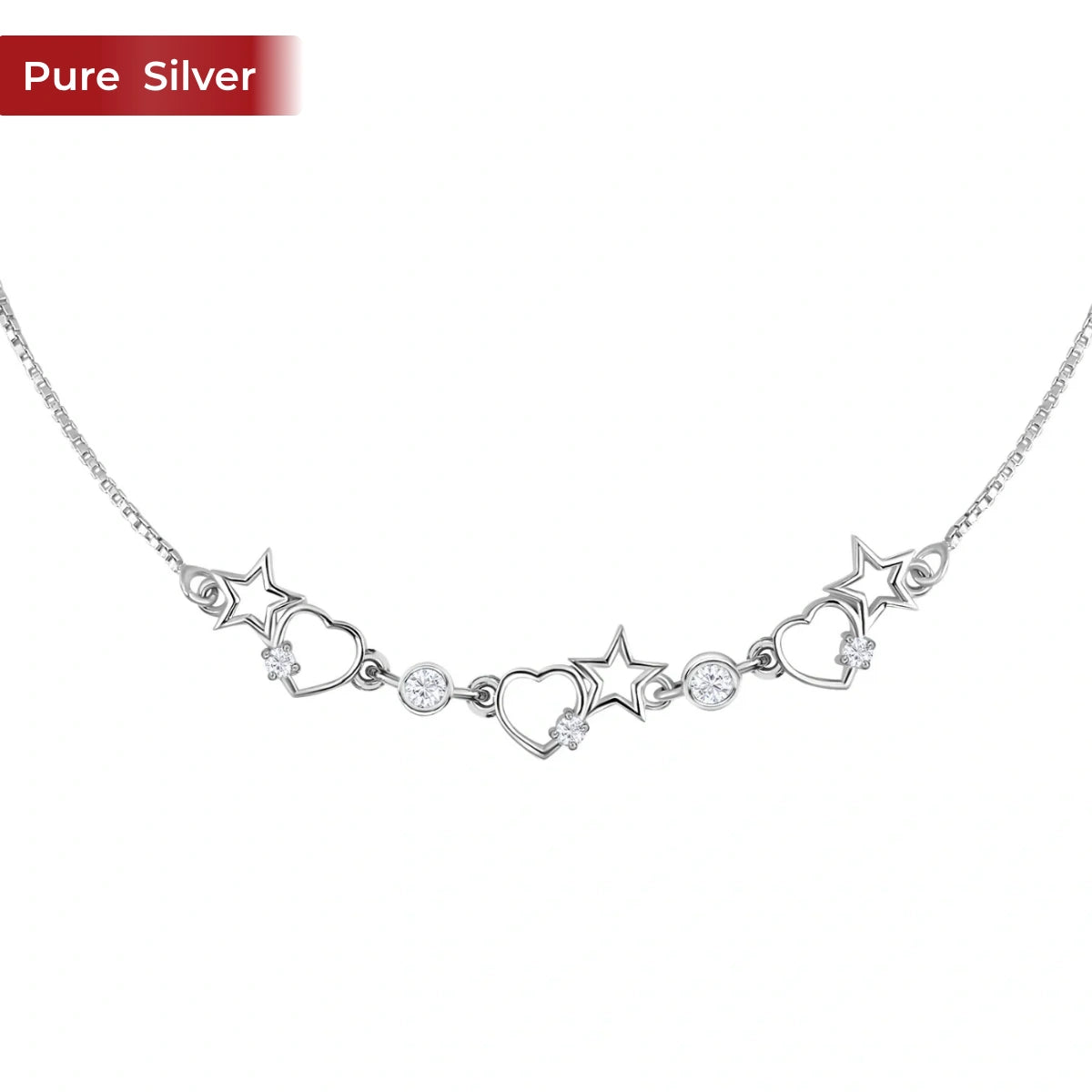 Linked My Heart & Star to You 925 Silver Anklet for Women I 2 Pc
