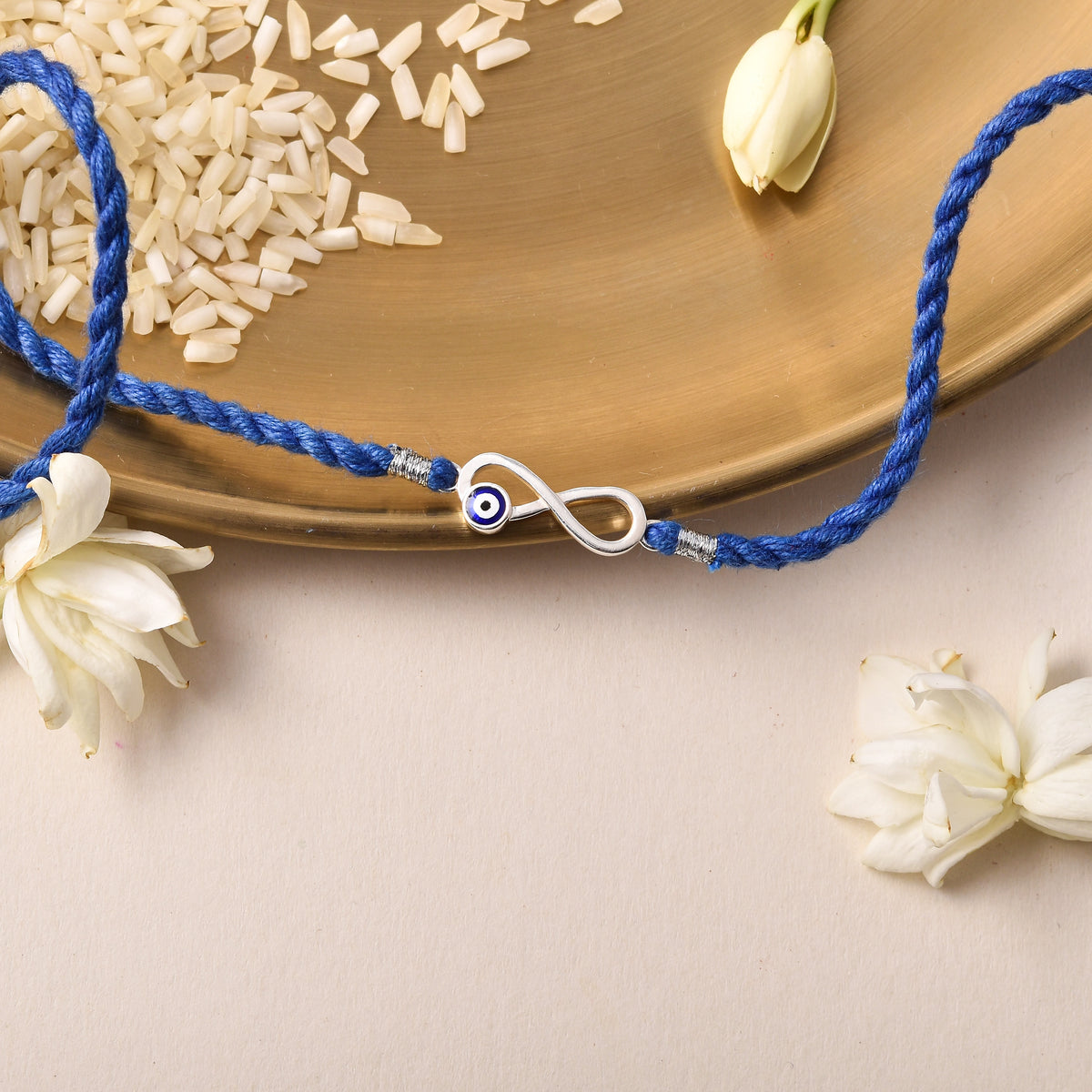 Roovi 925 Silver Evil Eye Infinity Rakhi For Brother