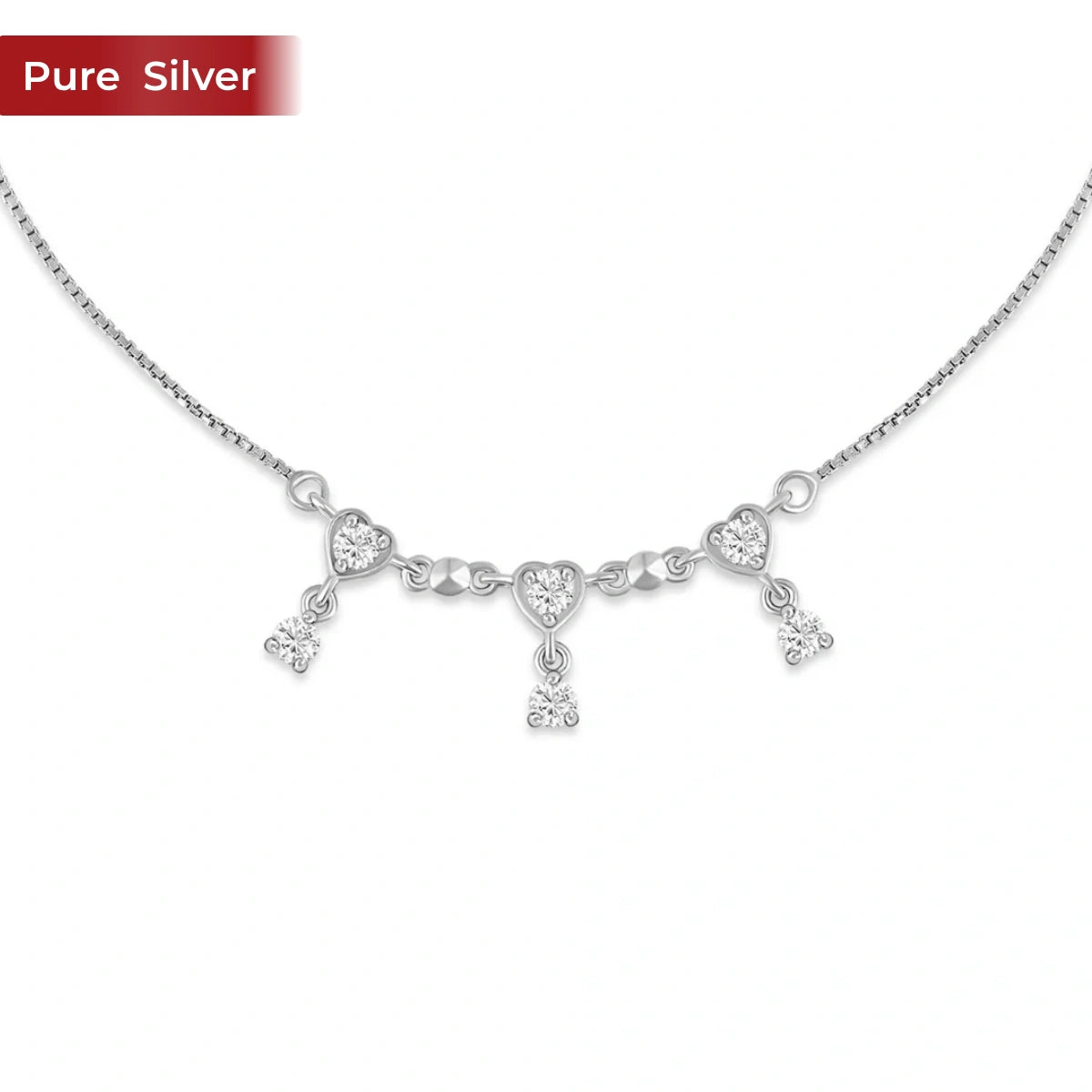 My Heart Drops 925 Silver Anklet for Women I 2 Pc
