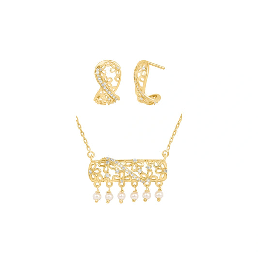 Desi Look in Office 925 Silver Necklace & Earring Combo