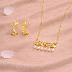 Desi Look in Office 925 Silver Necklace & Earring Combo