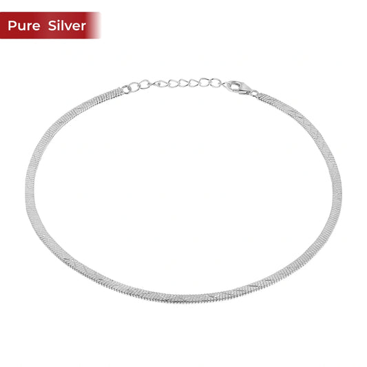 925 Silver Snake Chain Anklet for Women (2 Pc) | Minimal Adjustable – Roovi