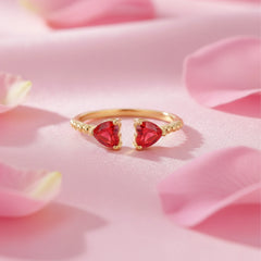 Dil to Dil Heart Ring in 925 Silver with American Diamonds