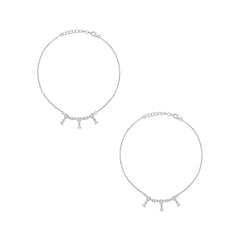 My Heart Drops 925 Silver Anklet for Women I 2 Pc