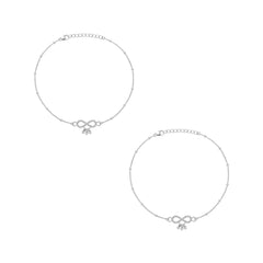 Desi Girl Infinity 925 Silver Anklet for Women I 2 Pc