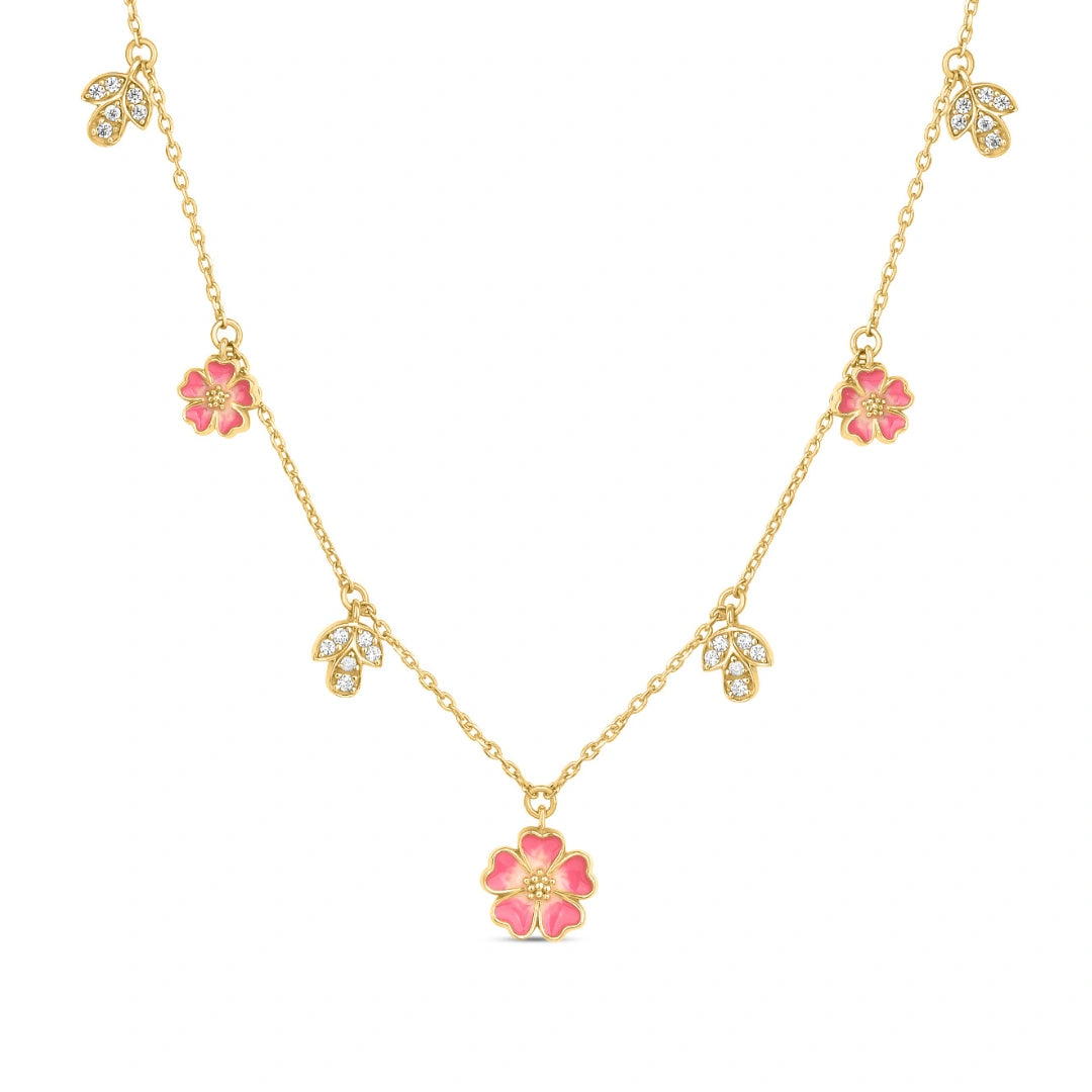 Bloomina 925 Silver Flora Necklace with 22kt Gold Plating