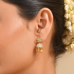 Desi Diva 925 Silver American Diamond Jhumkis for Party
