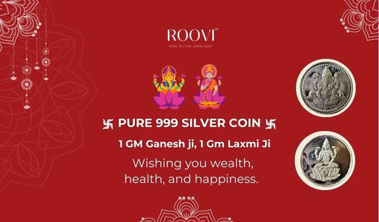 Roovi 999 Pure Silver Lakshmi Ji (1 gm) & Ganesh Ji (1 gm) Coin