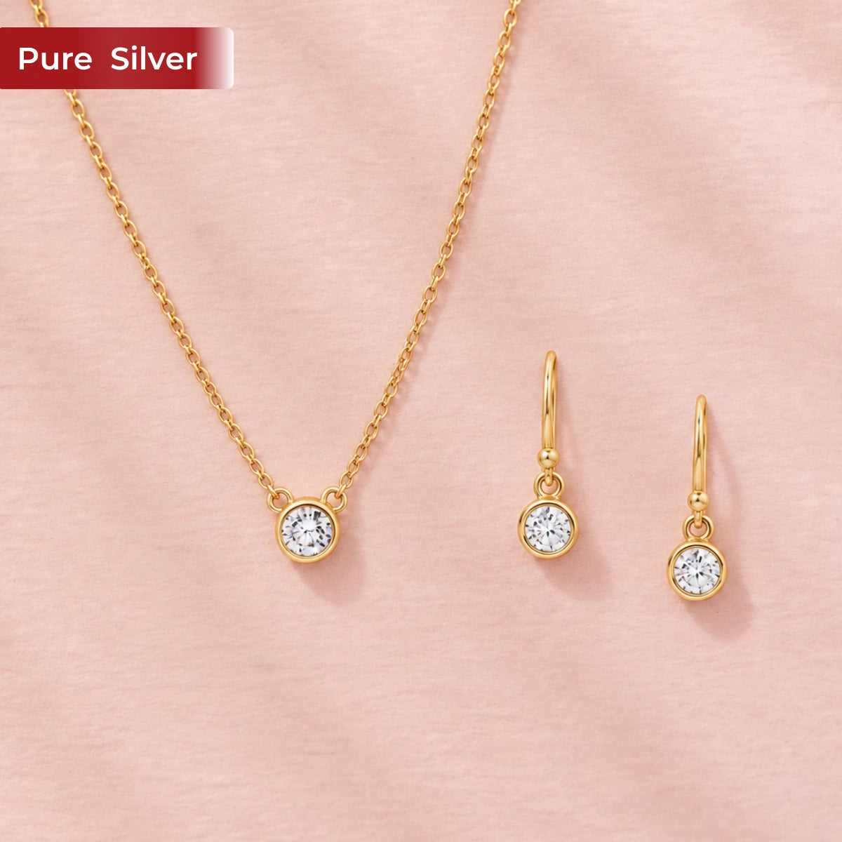 Roovi 925 Sterling Silver American Diamond Necklace & Dangler Set for Women | Lightweight Minimal