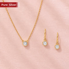 Roovi 925 Sterling Silver American Diamond Necklace & Dangler Set for Women | Lightweight Minimal