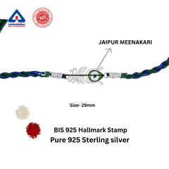 Roovi Real 925 Silver Mor Pankh Krishna Chandi Rakhi for Brother